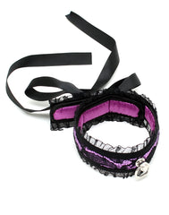 Rimba Bondage Play - Satin Look Kragen - One Size - Schwarz / Lila