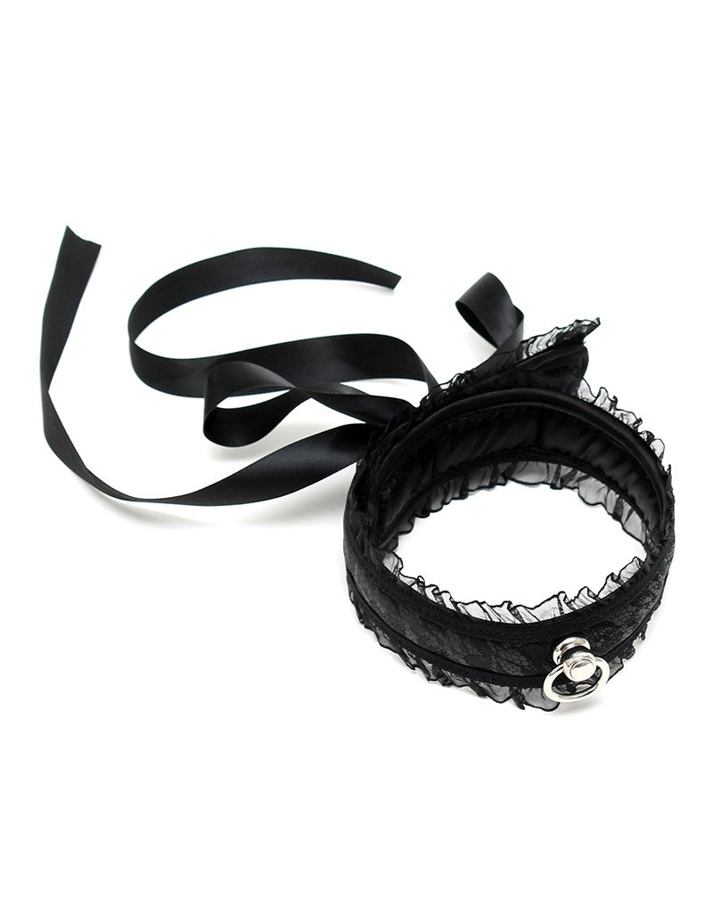 Rimba Bondage Play - Satin Look Kragen - One Size - Schwarz