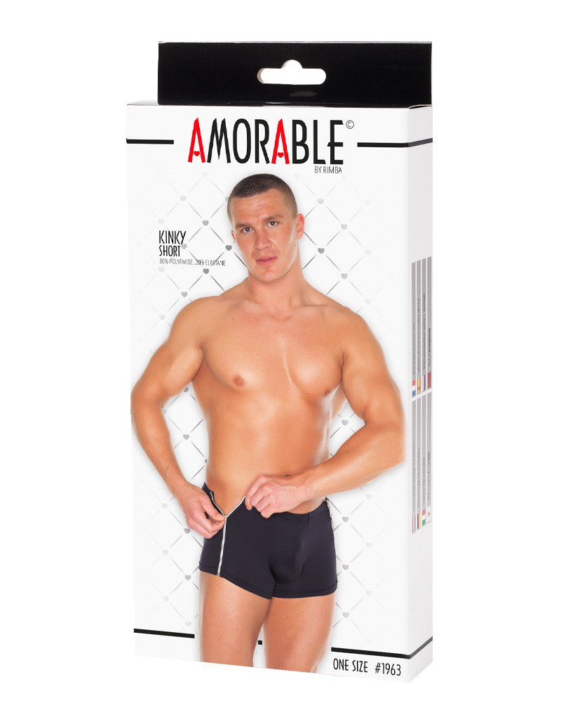 Amorable by Rimba - Boxershorts mit 2 Reißverschlüssen - One Size - Schwarz