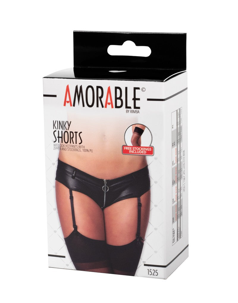Amorable by Rimba - Hose mit Reißverschluss, Hosenträger und Strümpfe - Schwarz