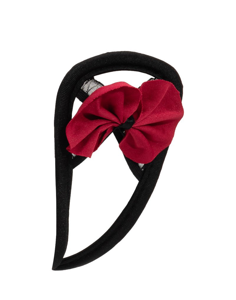 Amorable by Rimba - Trägerloser Tanga - One Size - Schwarz / Rot