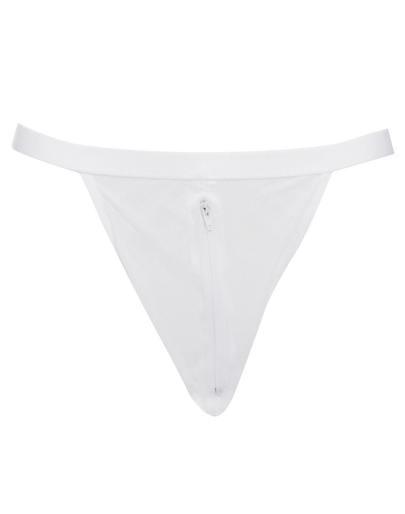 Amorable by Rimba - Transparenter String mit Reißverschluss - One Size - Weiß