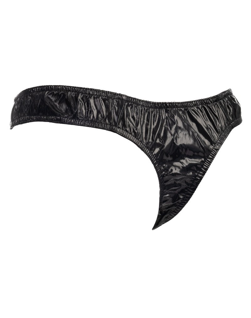 Amorable by Rimba - String mit Lack-Optik - One Size - Schwarz