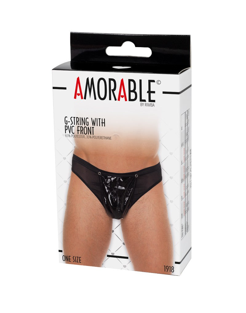 Amorable by Rimba - Transparenter String mit Lack-Optik - One Size - Schwarz