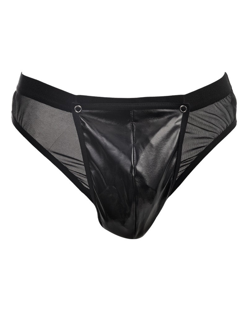 Amorable by Rimba - Transparenter String mit Lack-Optik - One Size - Schwarz