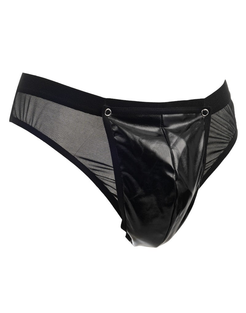 Amorable by Rimba - Transparenter String mit Lack-Optik - One Size - Schwarz