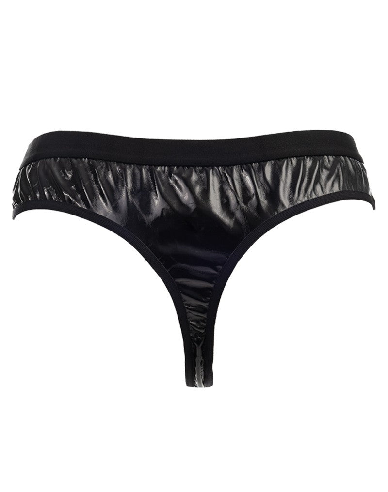 Amorable by Rimba - Transparenter String mit Lack-Optik - One Size - Schwarz