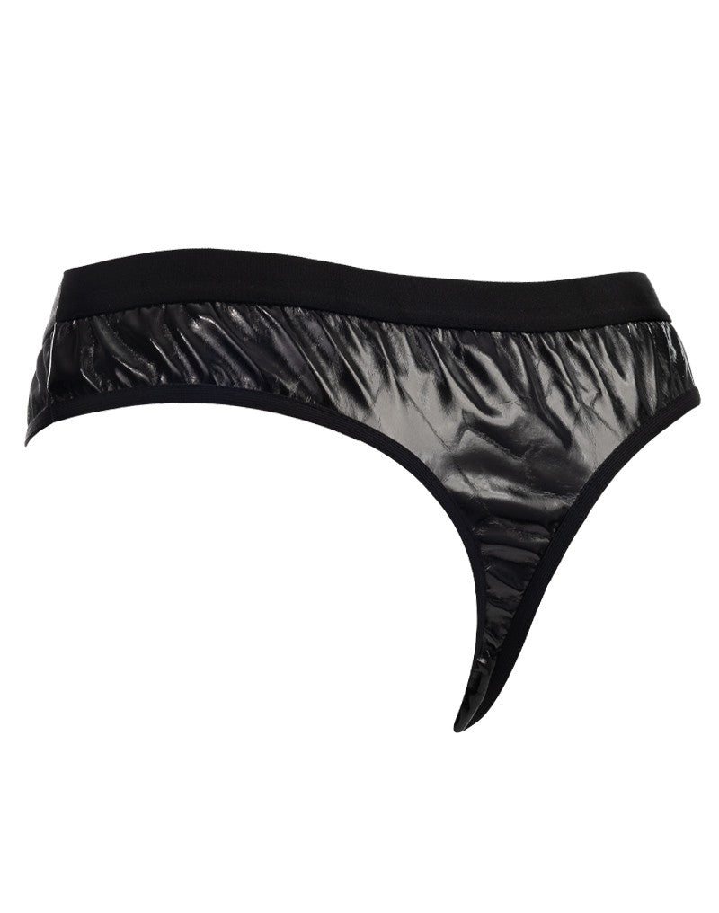 Amorable by Rimba - Transparenter String mit Lack-Optik - One Size - Schwarz