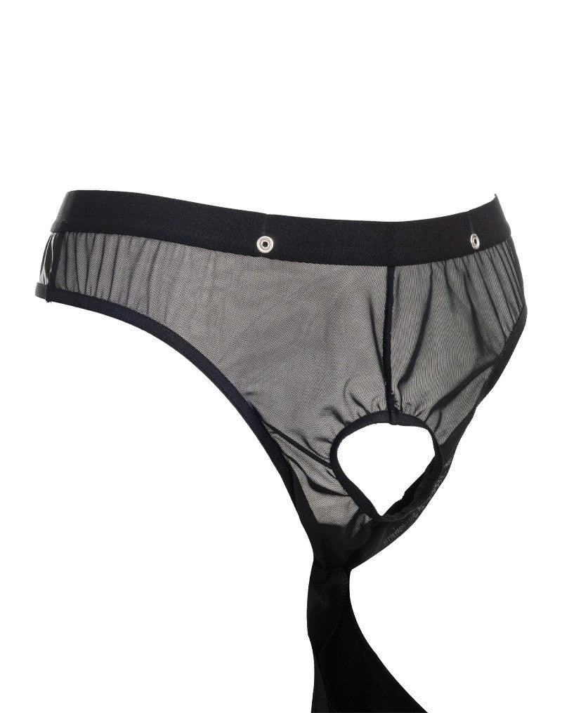 Amorable by Rimba - Transparenter String mit Lack-Optik - One Size - Schwarz