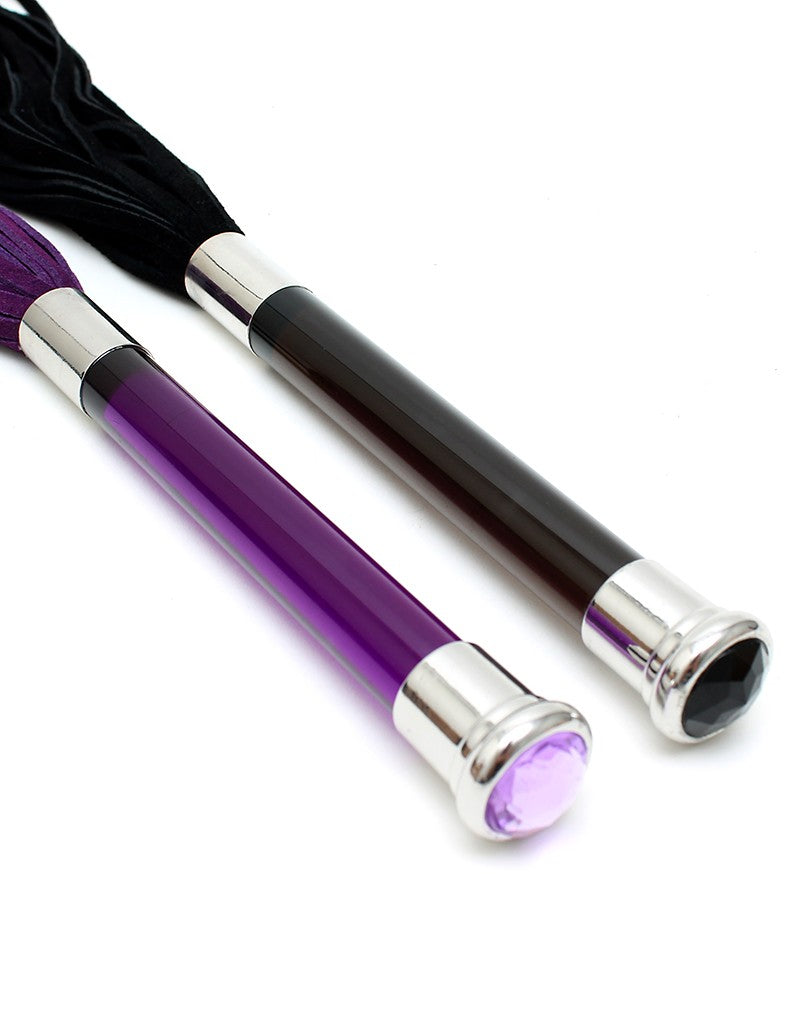 Rimba - Flogger aus Wildleder mit Glasgriff und Kristall