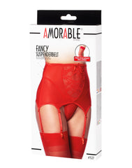 Amorable by Rimba - Strapshalter mit G-String und Strümpfen - Rot