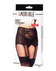 Amorable by Rimba - Strapshalter mit G-String und Strümpfen - Schwarz