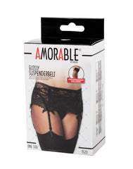 3: Amorable by Rimba - Strapsgürtel mit G-String und Strümpfen - One Size - Schwarz