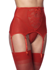 Amorable by Rimba - Strapshalter mit G-String und Strümpfen - Rot