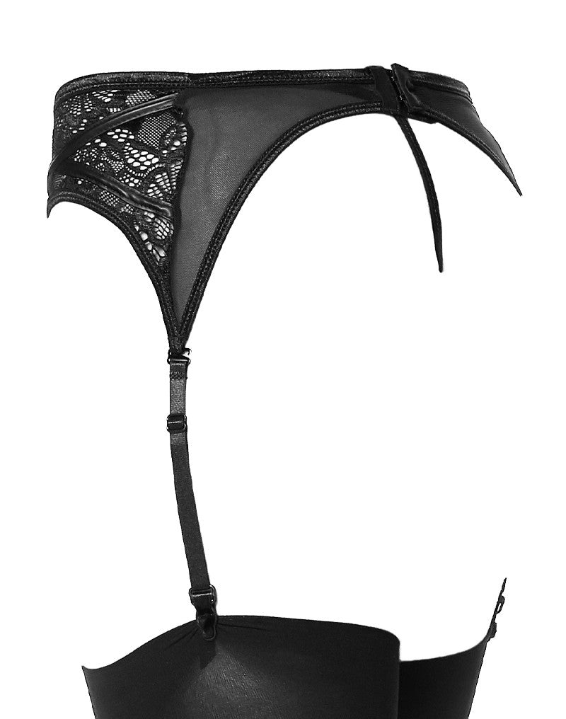 5: Amorable by Rimba - Hosenträger mit Slip und Strümpfen - One Size - Schwarz