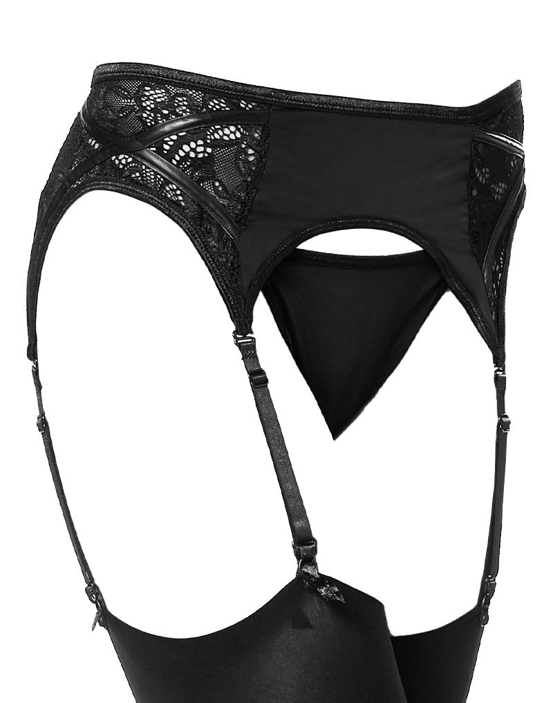 6: Amorable by Rimba - Hosenträger mit Slip und Strümpfen - One Size - Schwarz