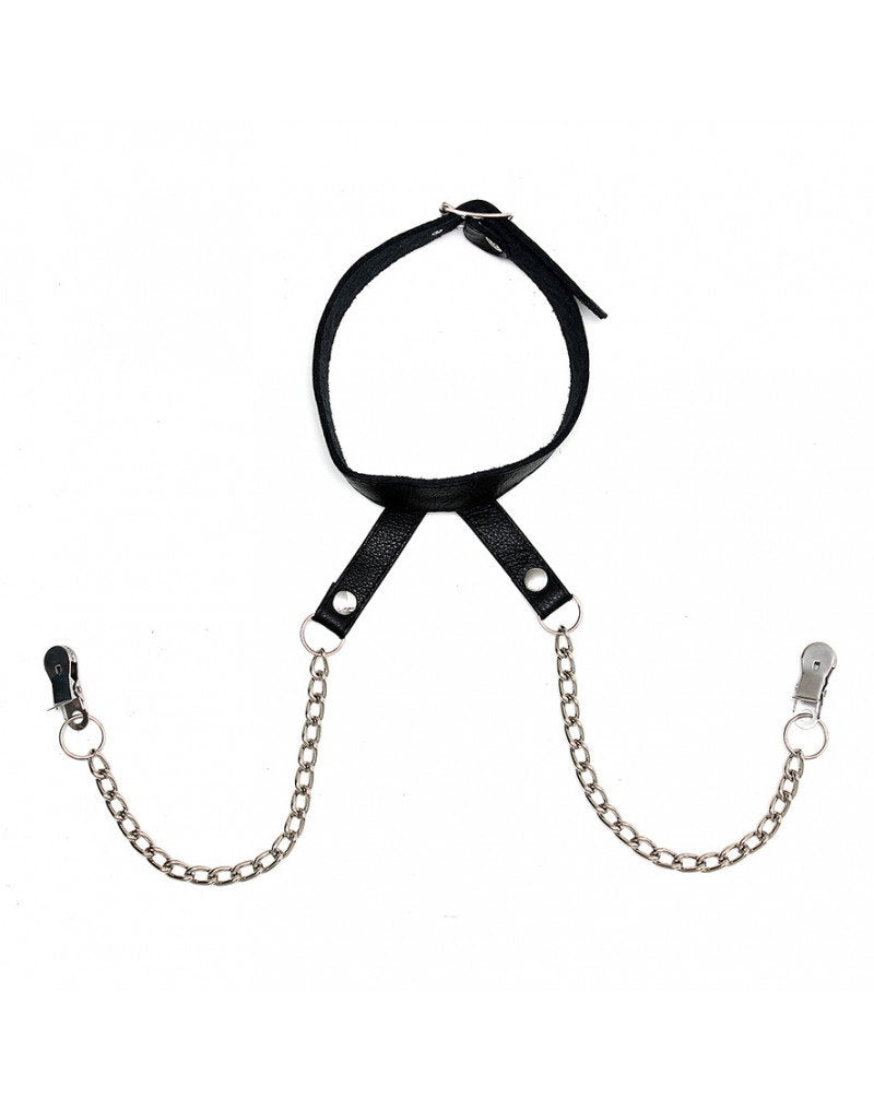 3: Rimba - Halsband mit Brustklammern an Ketten