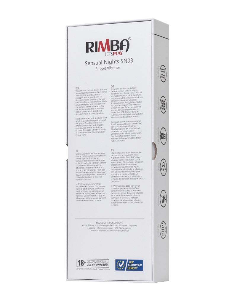 Rimba Toys - Sensual Nights SN03 - Rabbit-Vibrator - Schwarz