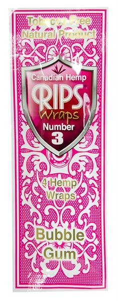 RIPS - Canadian Hemp Wraps - Number 3 - Bubble Gum - Box - 15 x 4 Stück