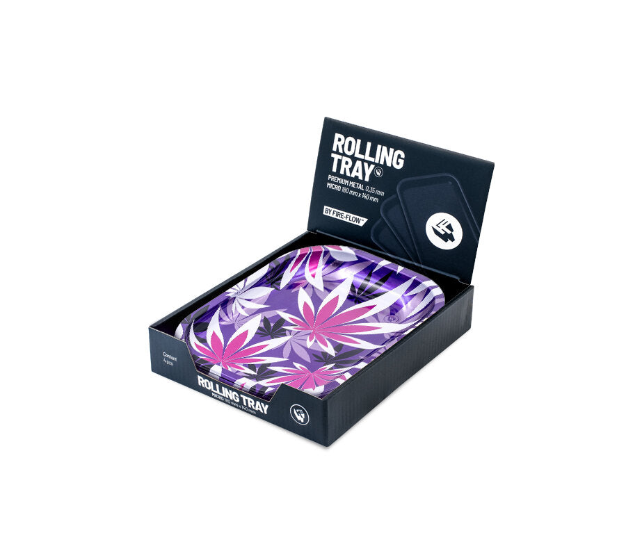 Rolling Tray - 18 x 14cm - Pink Leaves 1/4