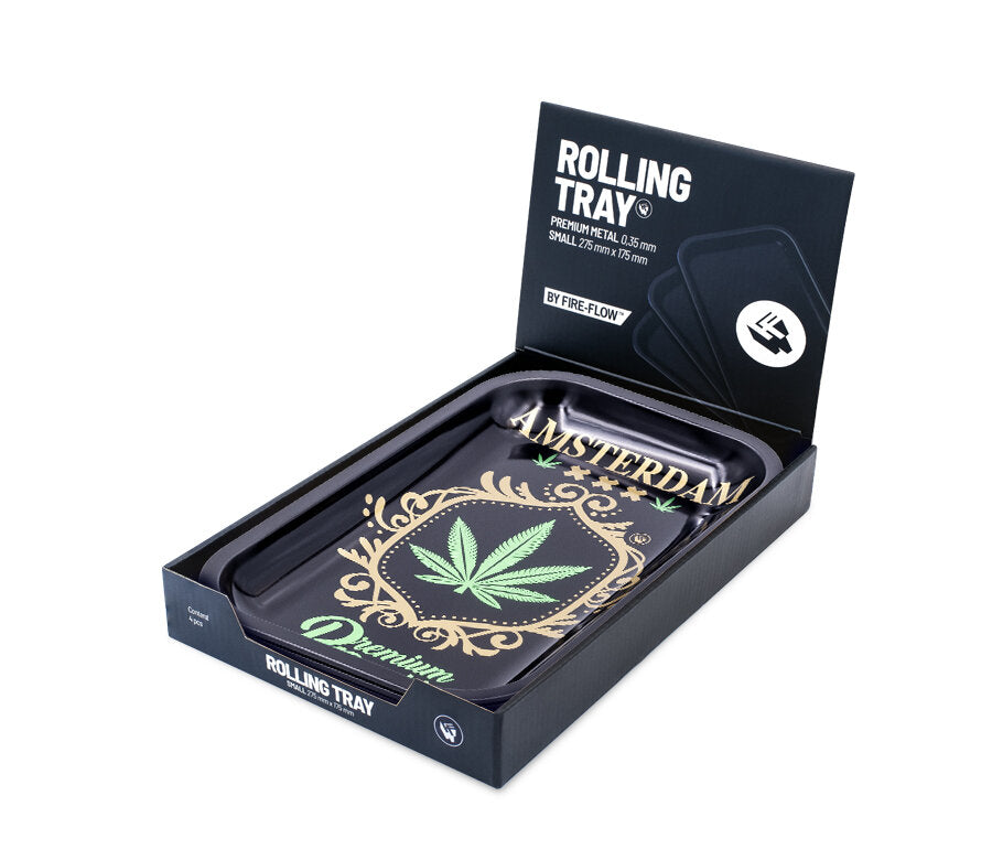 Rolling Tray - 27.5 x 17.5cm - Adam Leaf Gold