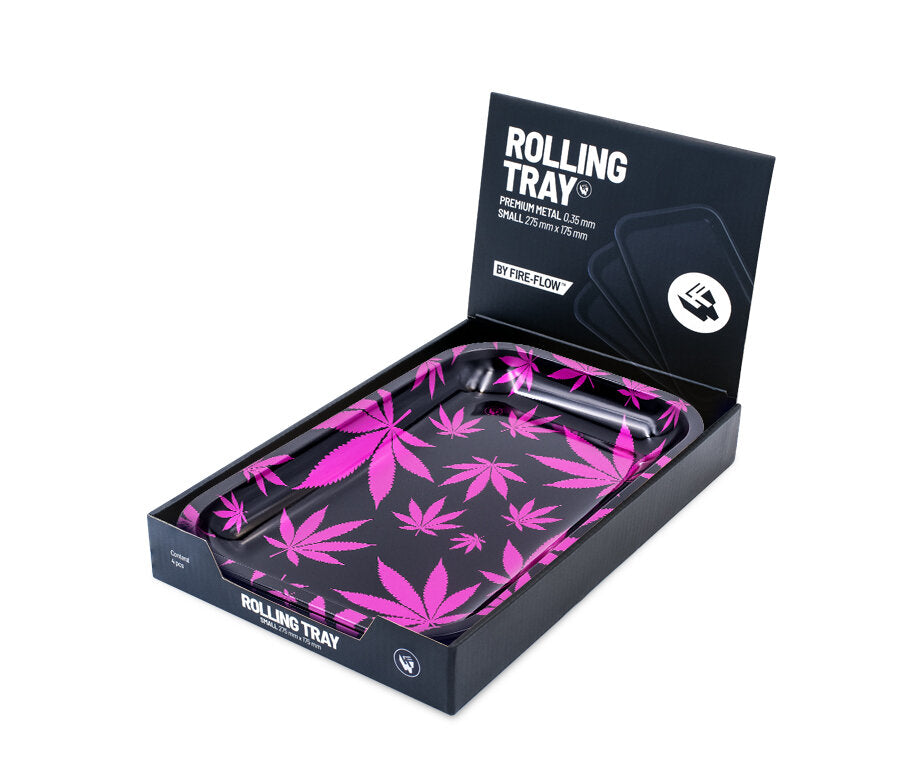Rolling Tray - 27.5 x 17.5cm - Leaves Pink