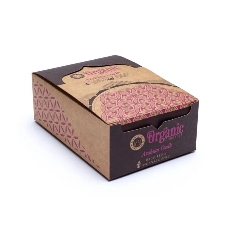 Rückfluss Räucherkegel - Organic Goodness - Arabisches Oudh - Display - 6 x 12 Stück