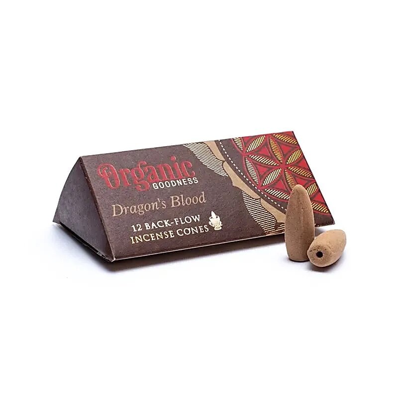 Rückfluss Räucherkegel - Organic Goodness - Drachenblut - Display - 6 x 12 Stück