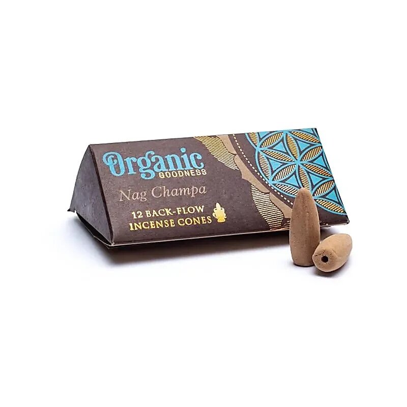 Rückfluss Räucherkegel - Organic Goodness - Nag Champa - Display - 6 x 12 Stück