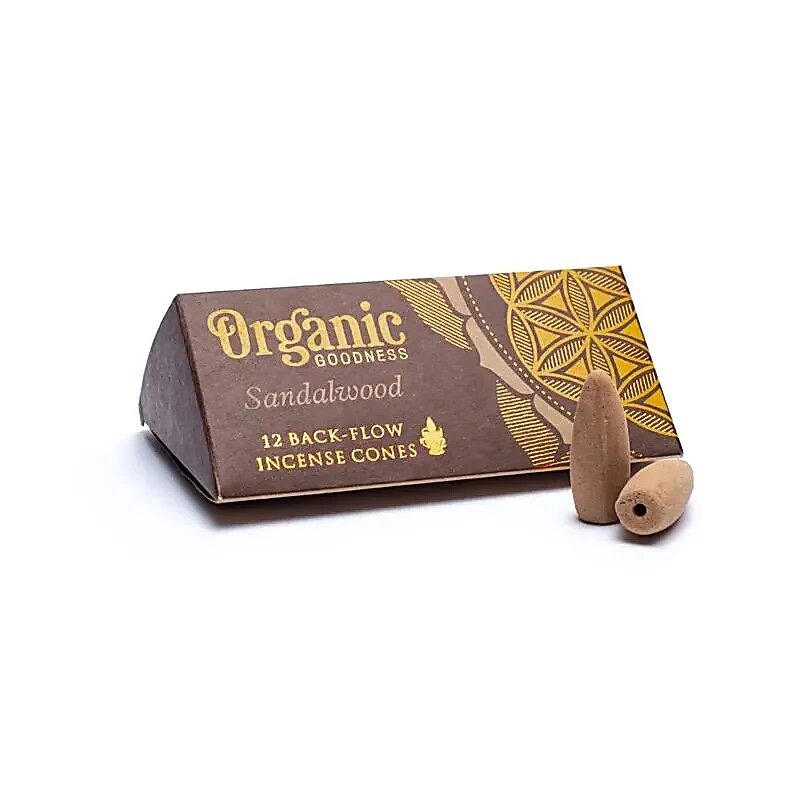 Rückfluss Räucherkegel - Organic Goodness - Sandelholz - Display - 6 x 12 Stück