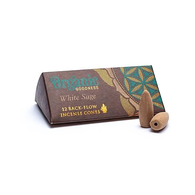 Rückfluss Räucherkegel - Organic Goodness - Weisser Salbei - Display - 6 x 12 Stück
