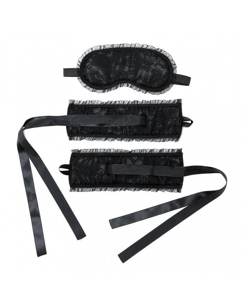 2: Satin Look Handschellen mit Maske