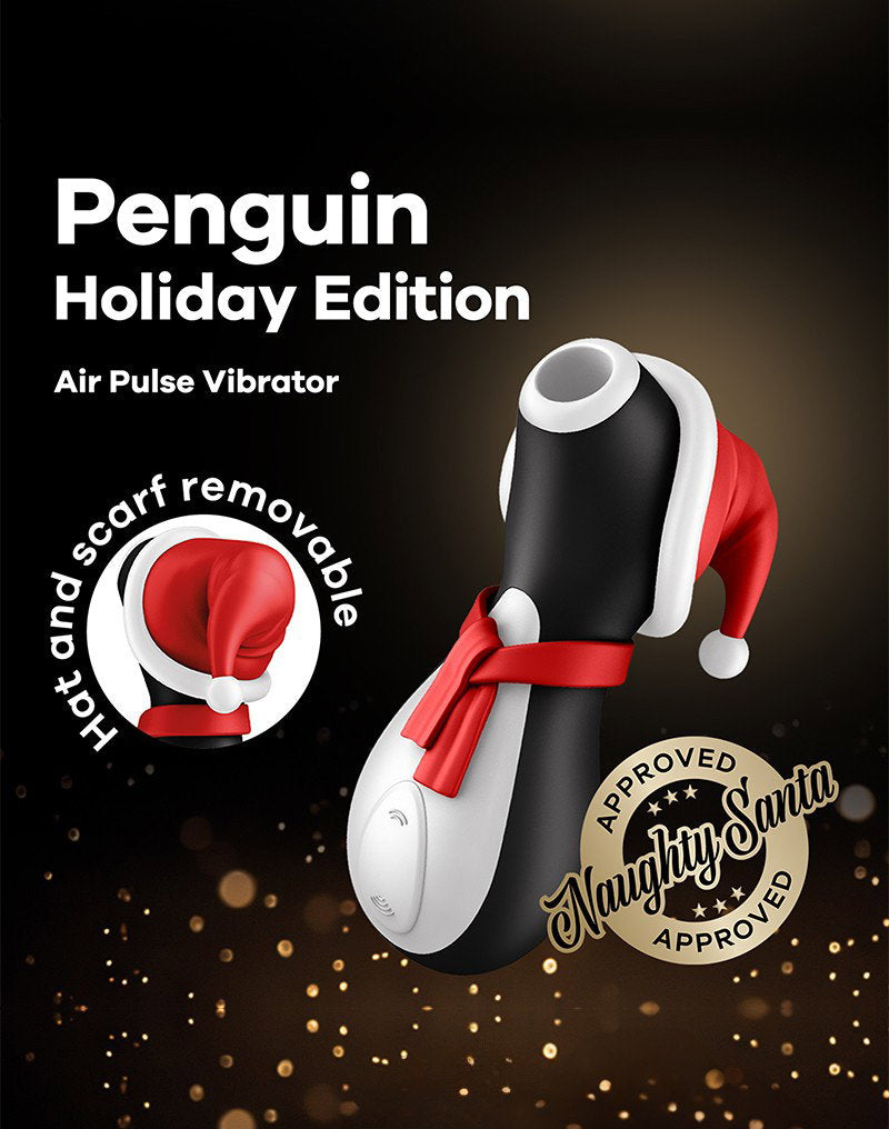 Satisfyer - Penguin Holiday Edition - Luftdruck Stimulator - Schwarz, Rot & Weiß
