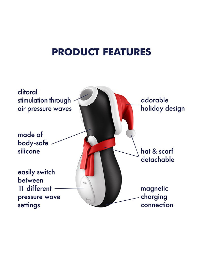 Satisfyer - Penguin Holiday Edition - Luftdruck Stimulator - Schwarz, Rot & Weiß