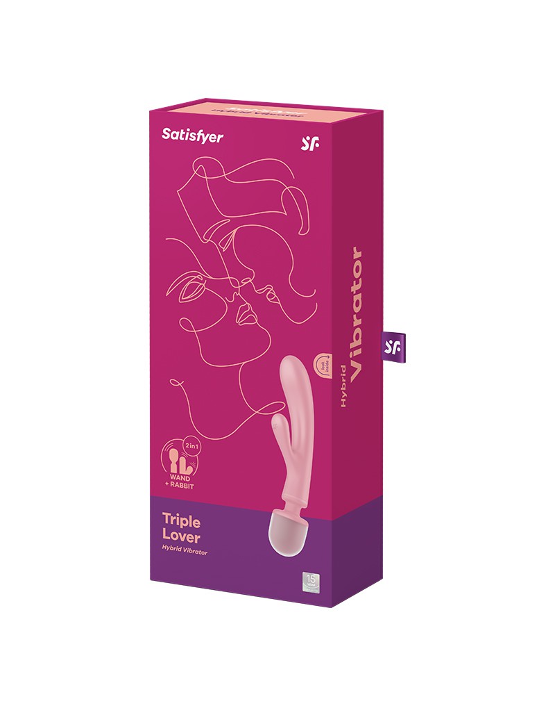 2: Satisfyer - Triple Lover - 2-in-1 Wand and Rabbit Vibrator - Pink