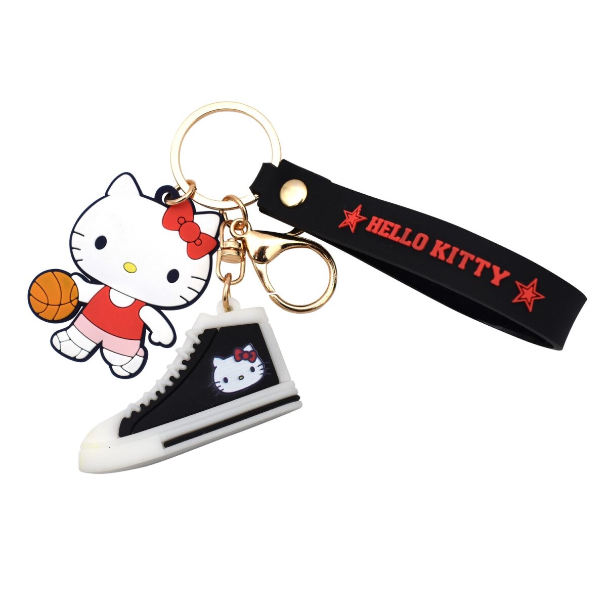 Schlüsselanhänger - Hello Kitty - rot / schwarz - Display - 24 Stück