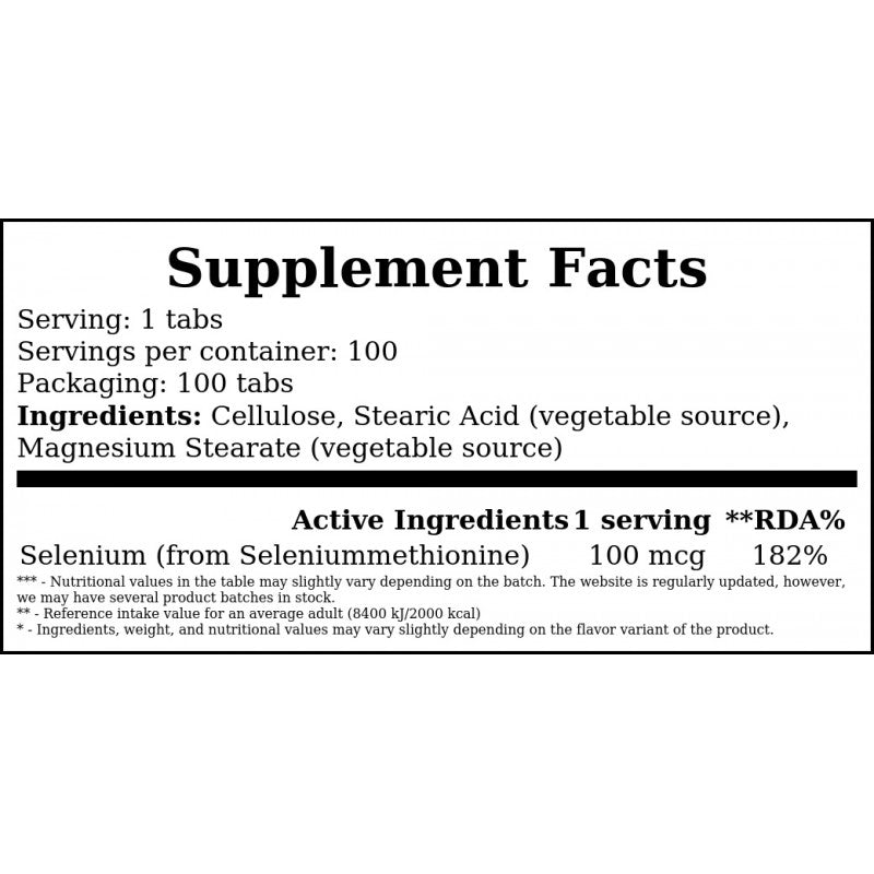 Selenium 100mcg - 100tabs.
