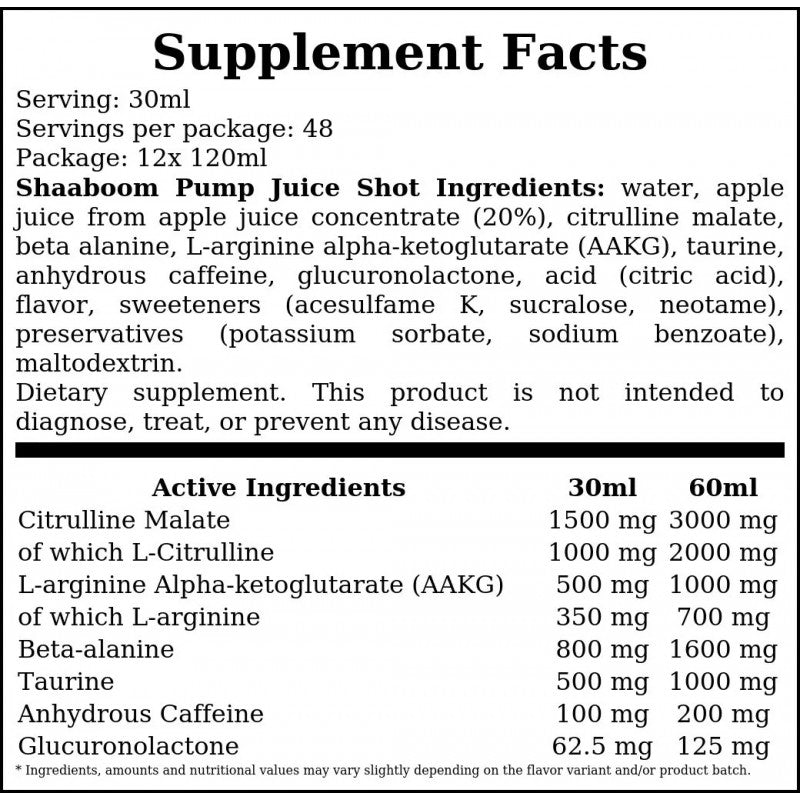 SHAABOOM PUMP Juice SHOT - 120ml - Exotic x12