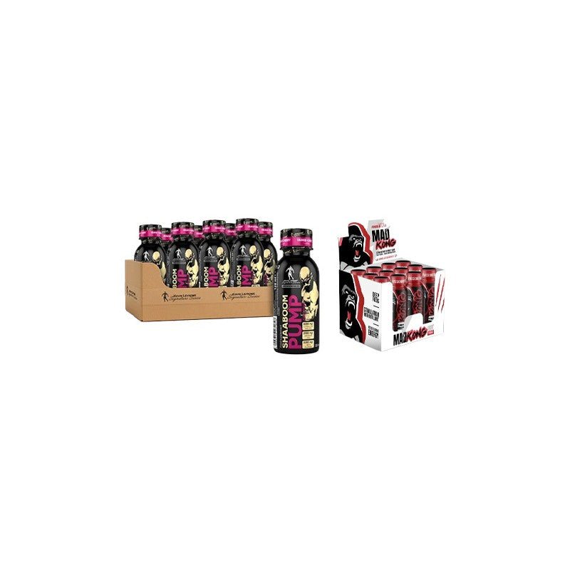 SHAABOOM PUMP Juice SHOT - 120ml - Orange Cherry x12 + Mad Kong - 80ml - Wild Strawberry x12 GRATIS
