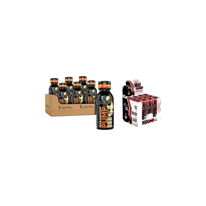 SHAABOOM PUMP Juice SHOT - 120ml - Orange Citrus x12 + Mad Kong - 80ml - Mango Passionfruit x12 GRATIS
