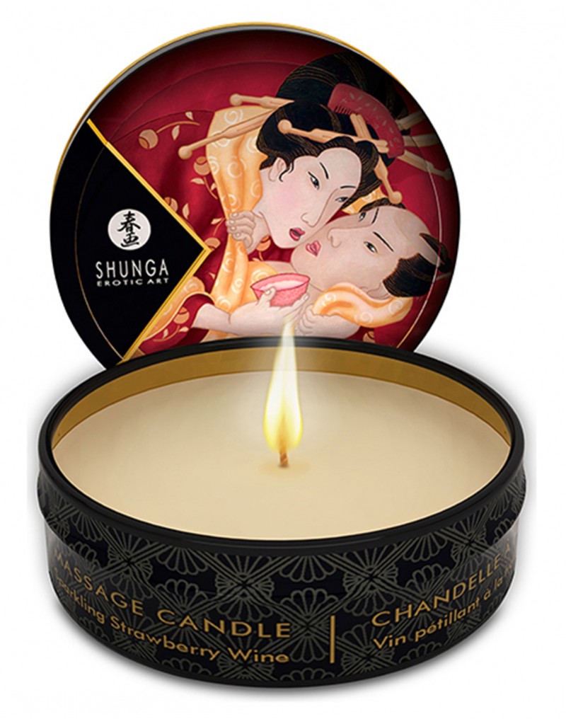 Shunga - Mini-Massagekerze - Sparkling Strawberry Wine - 30 ml