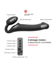 Strap-On-Me – Biegsamer Strap-On-Vibrator mit Fernbedienung, Größe L – Schwarz
