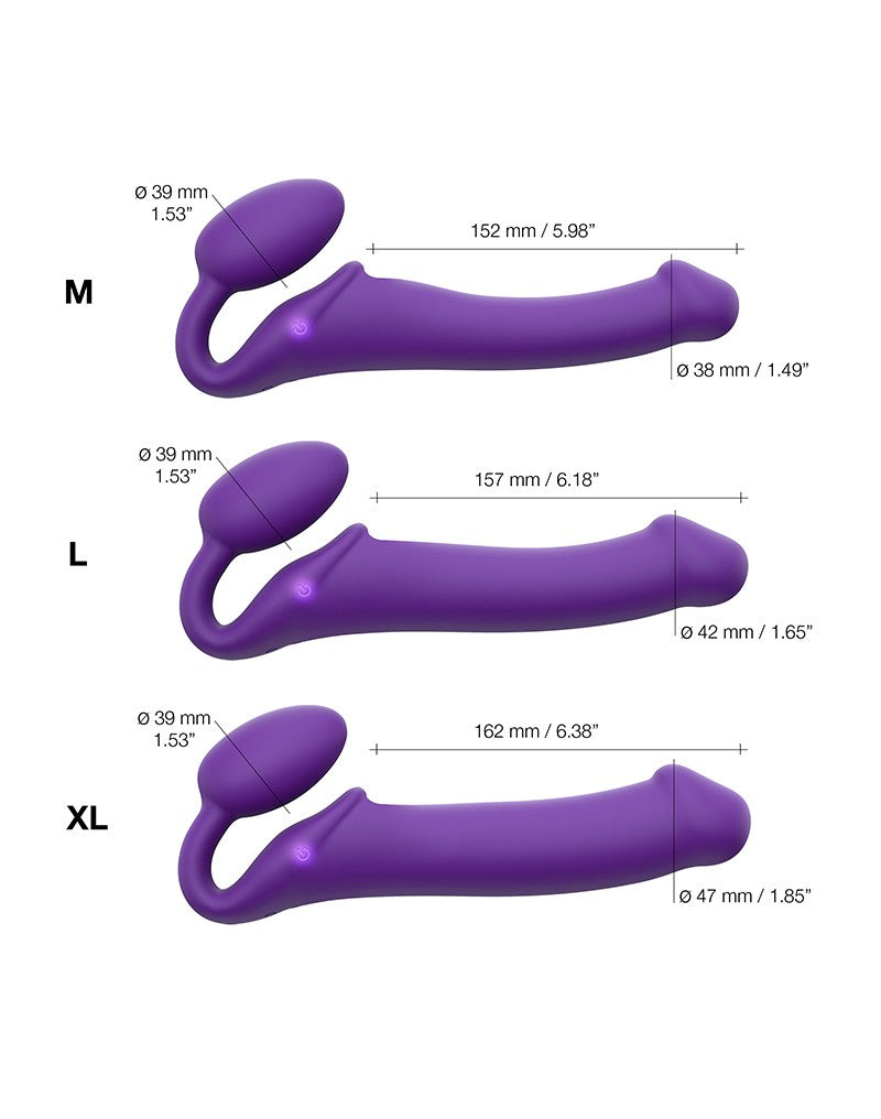 6: Strap-On-Me – Biegsamer Strap-On-Vibrator mit Fernbedienung Größe L – Violett