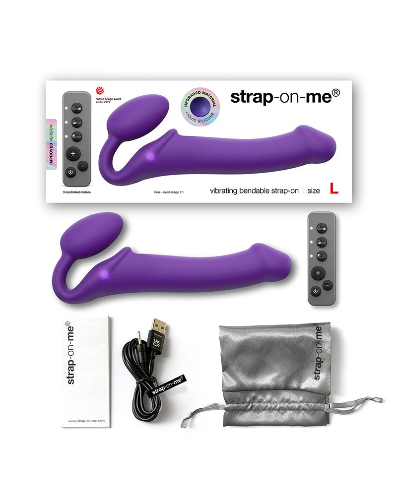5: Strap-On-Me – Biegsamer Strap-On-Vibrator mit Fernbedienung Größe L – Violett