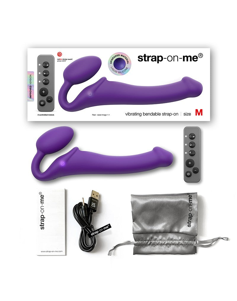 8: Strap-On-Me – Biegsamer Strap-On-Vibrator mit Fernbedienung, Größe M – Violett