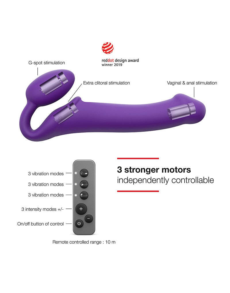 6: Strap-On-Me – Biegsamer Strap-On-Vibrator mit Fernbedienung Größe XL – Violett