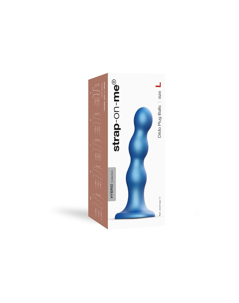 Strap-On-Me - Dildo Plug Balls Größe L - Metallisches Blau