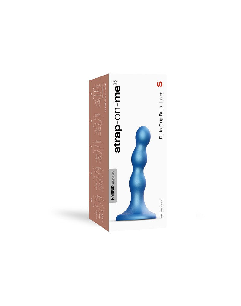 Strap-On-Me - Dildo Plug Balls Größe S - Metallisches Blau