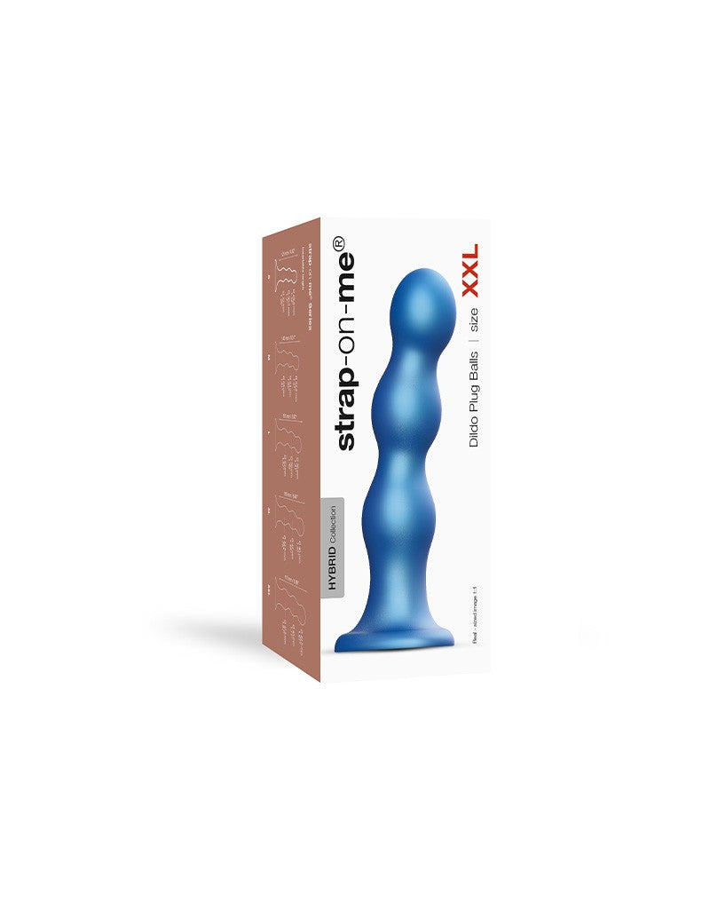 Strap-On-Me - Dildo Plug Balls Größe XXL - Metallisches Blau