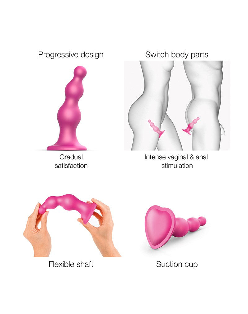 Strap-On-Me - Dildo Plug Beads Größe L - Metallisches Rosa